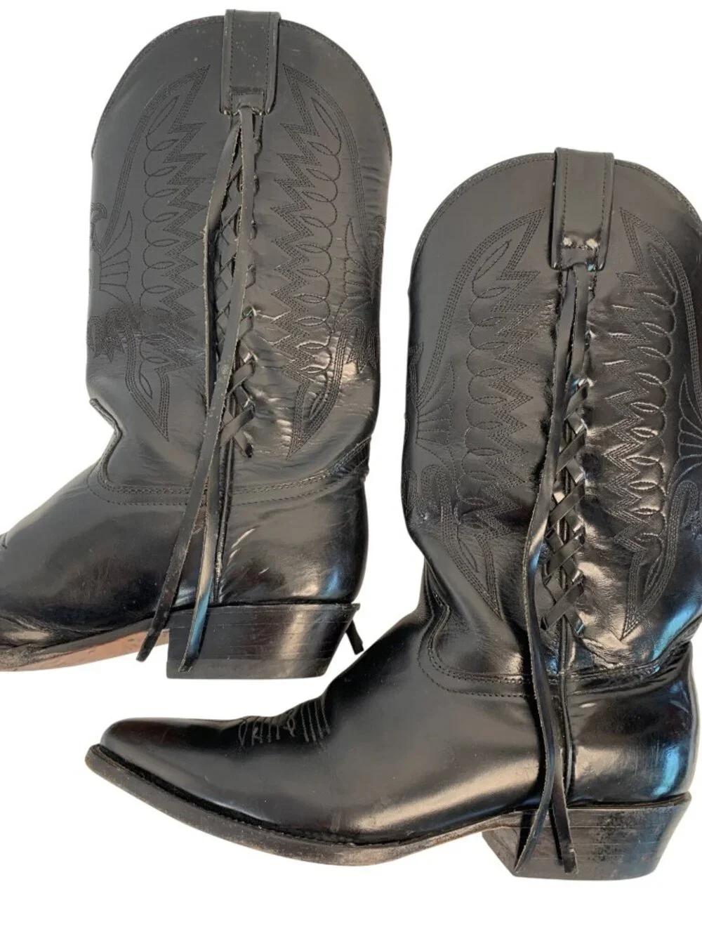 VTG Rebelde Mens Black Leather Western Cowboy Boots Size 27.5 Mexico